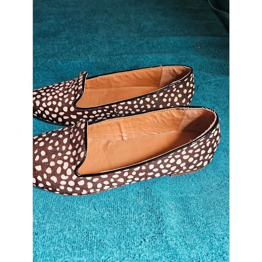 J.Crew Cora Leopard Calf Hair Flats Size 6.5 Women